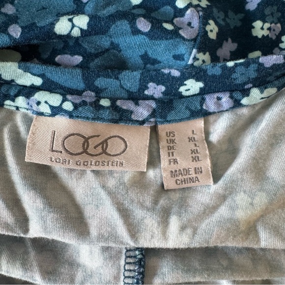 LOGO Size Large Floral Blue Women’s Blouse Top - Picture 5 of 6